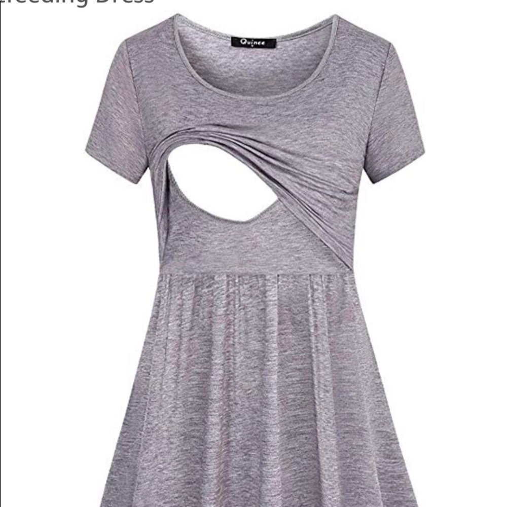 Gray casual maternity and nursing dress